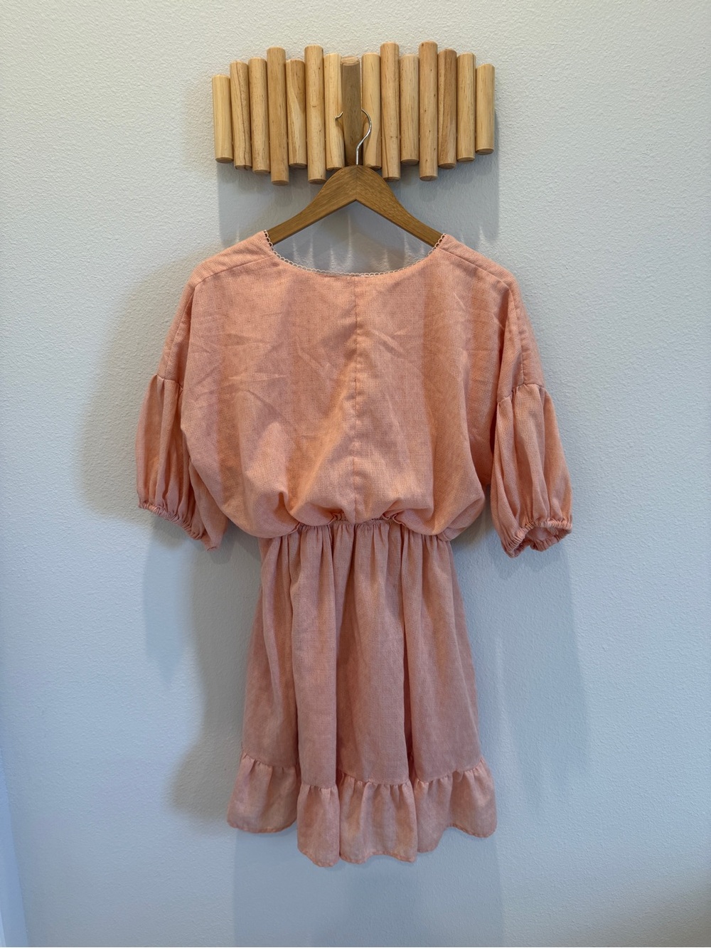 Ces Femme Peach Puff Sleeve Mini Dress - Picture 4 of 4